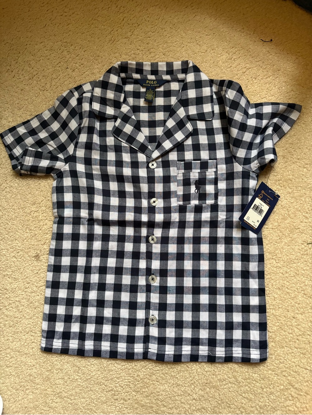 Ralph Lauren Black and White Check Button-Down Kids Shirt